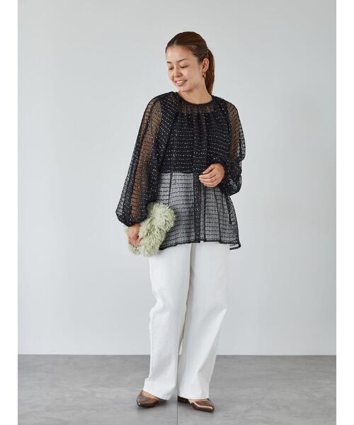 Lugnoncure(ルノンキュール)の「無地スパンコールアソートチュールトップス(その他トップス・レディース・ブラック/ベージュ/シルバー・F)」の6枚目の写真