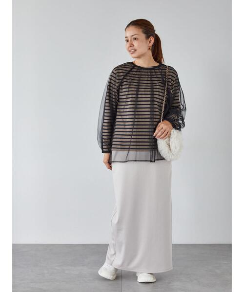 PURU　スパンコール　グレー38 セール】無地スパンコールアソートチュールトップス（その他トップス