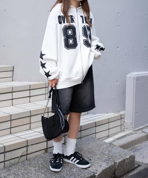 WEGO（ウィゴー）の「WEGO/ナンバリング裏起毛BIGジップパーカー（パーカー・レディース・その他1/ホワイト/ブラック・FREE）」の10枚目の写真