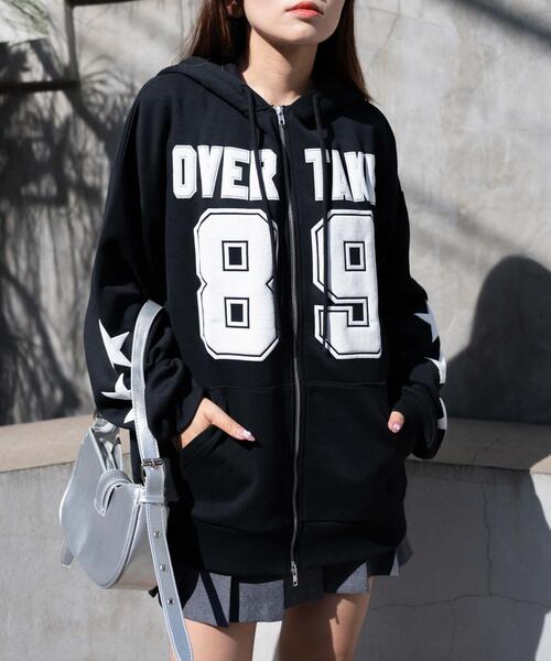 WEGO（ウィゴー）の「WEGO/ナンバリング裏起毛BIGジップパーカー（パーカー・レディース・その他1/ホワイト/ブラック・FREE）」の11枚目の写真