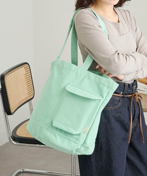 ROOTOTE(ルートート)の「【ROOTOTE】SN.ミディアム.リサイクルコットンH-A 1286※(トートバッグ・レディース・ベージュ/グレー/ネイビー/ダークベージュ/ミント/サックスブルー/ピンク・FREE)」の4枚目の写真