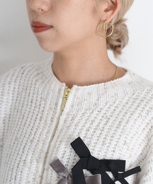 ランダムリボンラメネップZIPカーデ（カーディガン/ボレロ）｜Eimee