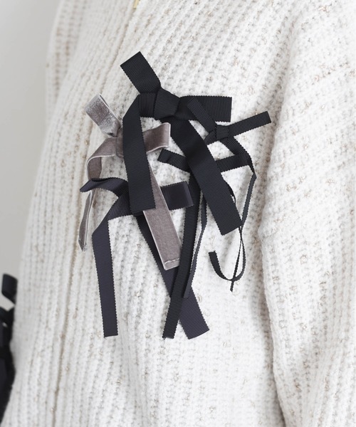 プ*み様 Eimee Law エイミーロウ リボン カーディガン アイボリー ラ