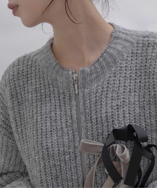 新品未使用　Eimee Law エイミーロウ　リボン　カーディガン　アイボリー Eimee Law エイミーロウ リボン カーディガン アイボリー ラメ