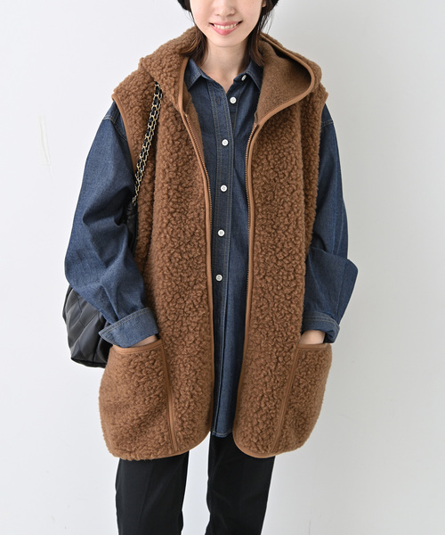 COLD BREAKER(コールドブレーカー)の「COLD BREAKER/コールドブレーカー SLOBE別注 ボアベスト 9244-SLOBE(ベスト・レディース・キャメル/ブラック・FREE)」の5枚目の写真