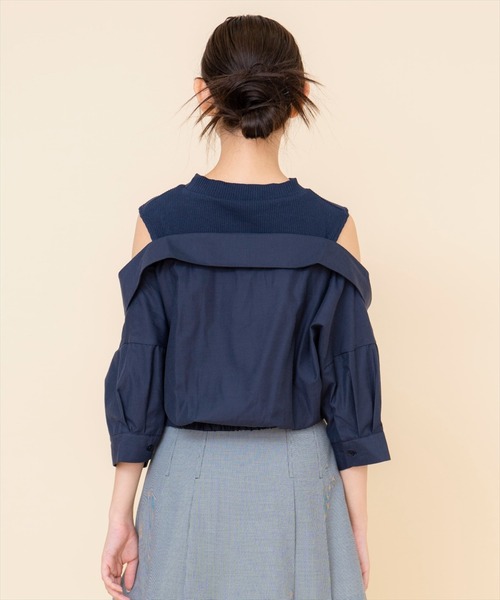 REDYAZEL（レディアゼル）の「シャツレイヤードトップス（Tシャツ/カットソー・レディース・ベージュ/ネイビー/オフホワイト・FREE）」の15枚目の写真