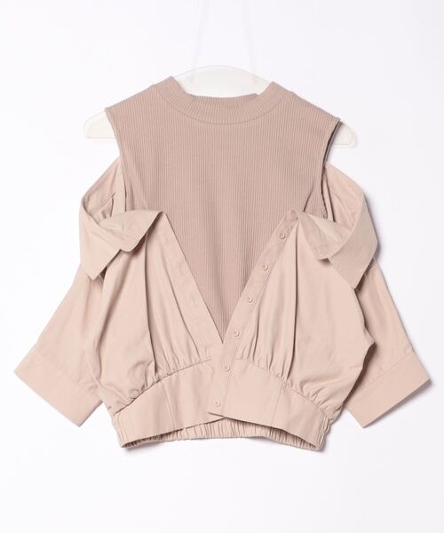 REDYAZEL（レディアゼル）の「シャツレイヤードトップス（Tシャツ/カットソー・レディース・ベージュ/ネイビー/オフホワイト・FREE）」の5枚目の写真