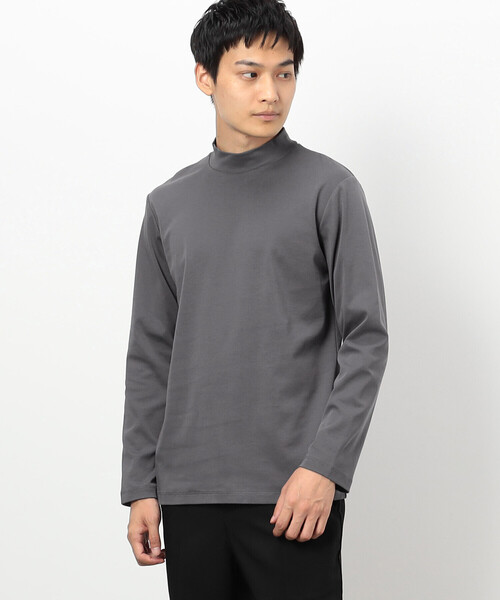 COMME CA ISM（コムサイズム）の「コットンスムース モックネックＴシャツ  （長袖）（Tシャツ/カットソー・メンズ・ブラック/ホワイト/チャコール・SMALL/MEDIUM/LARGE）」の3枚目の写真