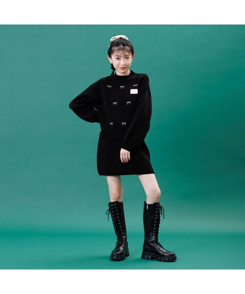 algy(アルジー)の「ボリュームソールレースアップロングブーツ(ブーツ・キッズ・ブラック・23/24/22.5/23.5)」の3枚目の写真