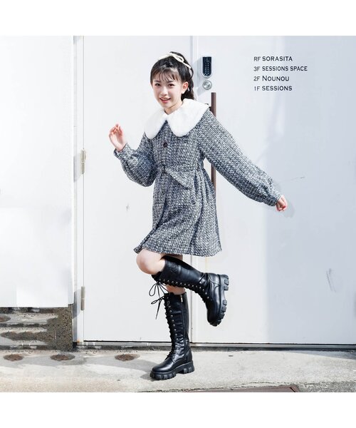 algy(アルジー)の「ボリュームソールレースアップロングブーツ(ブーツ・キッズ・ブラック・23/24/22.5/23.5)」の7枚目の写真