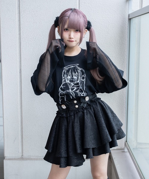 Pal elfy（パルエルフィー）の「ドッキングイラストＴシャツ（Tシャツ/カットソー・レディース・オフホワイト/ブラック/ブラック系その他2/ホワイト系その他/チャコールグレー/ホワイト系その他4/グレー系その他/ホワイト系その他3・フリー）」の7枚目の写真