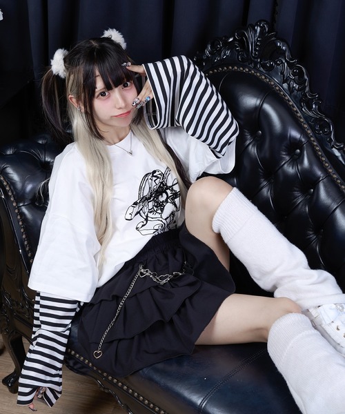 Pal elfy（パルエルフィー）の「ドッキングイラストＴシャツ（Tシャツ/カットソー・レディース・オフホワイト/ブラック/ブラック系その他2/ホワイト系その他/チャコールグレー/ホワイト系その他4/グレー系その他/ホワイト系その他3・フリー）」の10枚目の写真