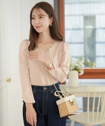 Tシャツ・カットソー MARGARIN ROSE FRILL V-NECK TOP 4BMM137 Tシャツ/カットソー（ピンク/桃色系）ファッション通販 - ZOZOTOWN
