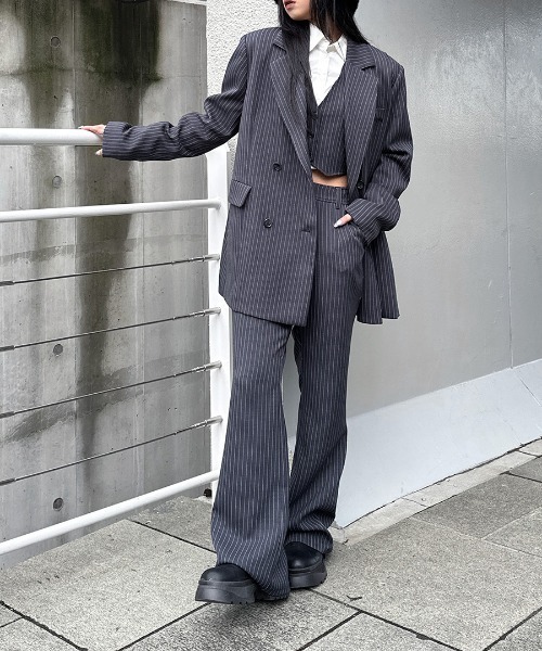 LVEU.】ピンストライプクロップドベストビスチェ / トップス ビスチェ