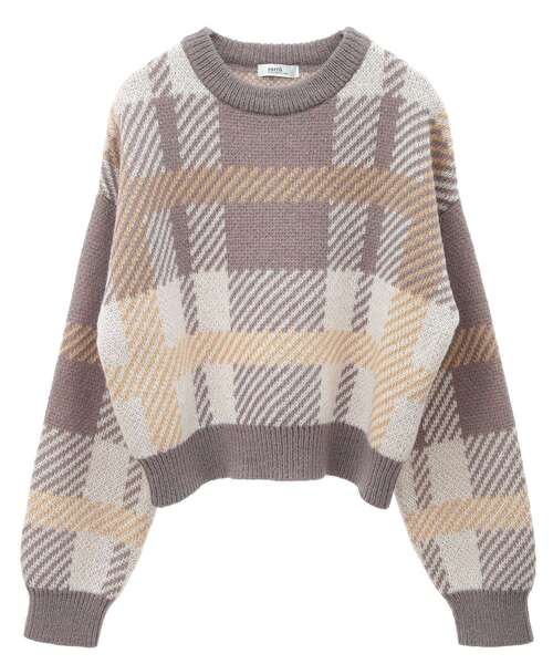 マーク＆ロナ　チェックニットセーター セール】チェックニットプルオーバー（ニット/セーター）｜earth
