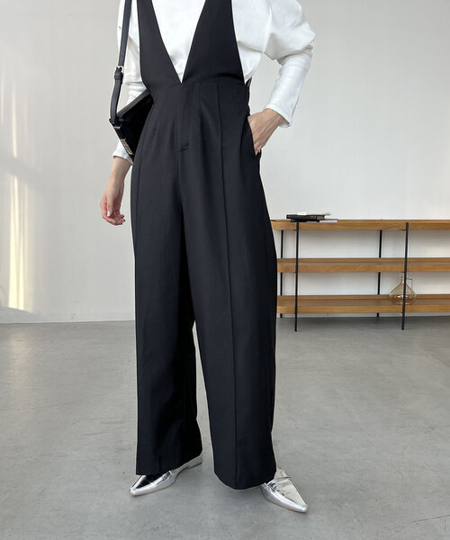 CAPRICIEUX LE'MAGE（カプリシューレマージュ）の「【低身長サイズあり】チュール切替ロンパース（サロペット/オーバーオール・レディース・ブラウン/ブラック・36/38/PS）」の3枚目の写真