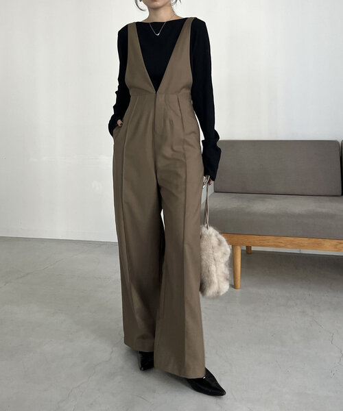 CAPRICIEUX LE'MAGE（カプリシューレマージュ）の「【低身長サイズあり】チュール切替ロンパース（サロペット/オーバーオール・レディース・ブラウン/ブラック・36/38/PS）」の7枚目の写真