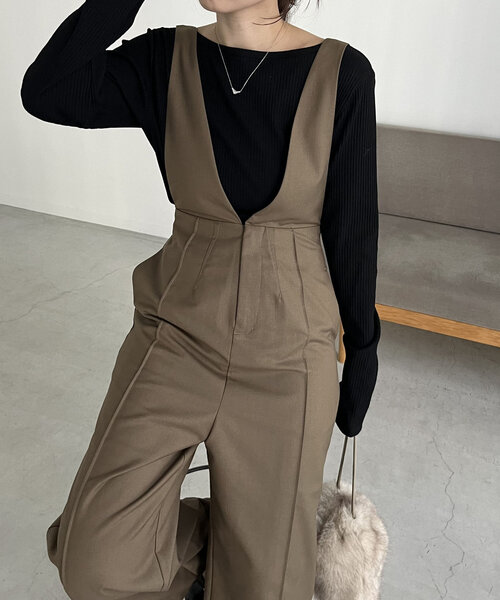 CAPRICIEUX LE'MAGE（カプリシューレマージュ）の「【低身長サイズあり】チュール切替ロンパース（サロペット/オーバーオール・レディース・ブラウン/ブラック・36/38/PS）」の14枚目の写真