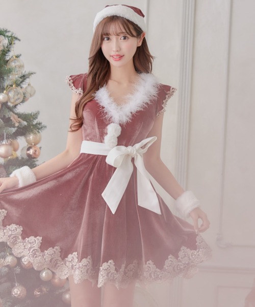 sugar nine サンタコス 5点セットフレアスリーブ刺繍レースフレアサンタ