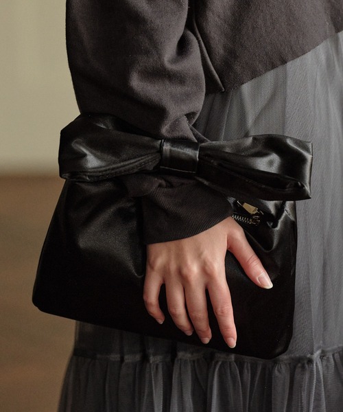 ZAKKA-BOX(ザッカボックス)の「リボンハンドルバッグ(ハンドバッグ・レディース・アイボリー/ブラック・FREE)」の1枚目の写真