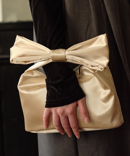 ZAKKA-BOX(ザッカボックス)の「リボンハンドルバッグ(ハンドバッグ・レディース・アイボリー/ブラック・FREE)」の5枚目の写真