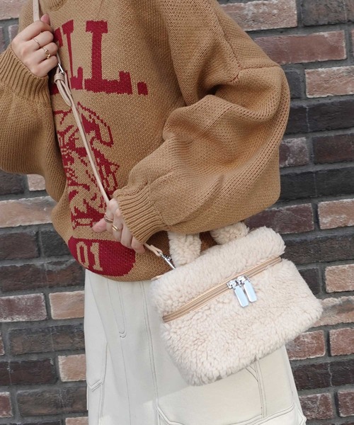 CORNERS(コーナーズ)の「ボアバニティミニバッグ(ショルダーバッグ・レディース・アイボリー/ブラウン/ベージュ・FREE)」の6枚目の写真