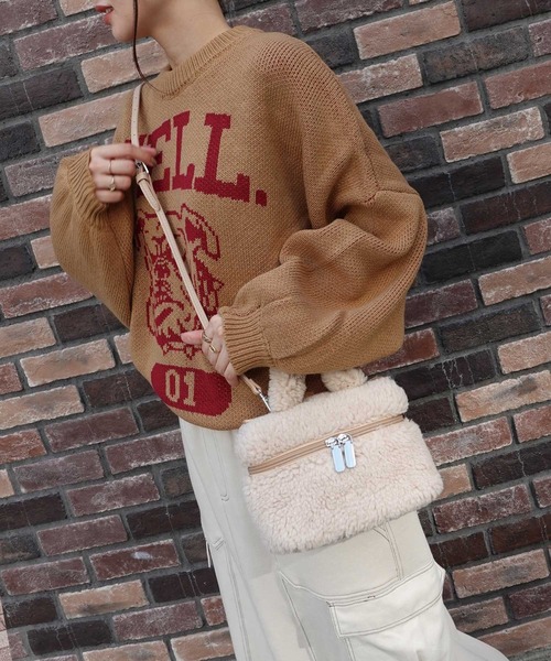 CORNERS(コーナーズ)の「ボアバニティミニバッグ(ショルダーバッグ・レディース・アイボリー/ブラウン/ベージュ・FREE)」の7枚目の写真