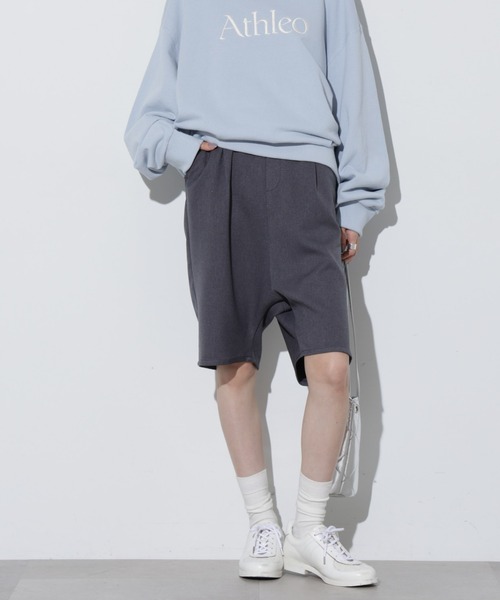 Apo(s)ture(アポスチャー)の「DUA-004/ウールライクサルエルイージーハーフパンツ(その他パンツ・レディース・ベージュ/ネイビー/カーキ/グレー・XS/S/M/L/XL)」の2枚目の写真
