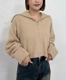 スパンコールＢＩＧカラーＷｚｉｐニット