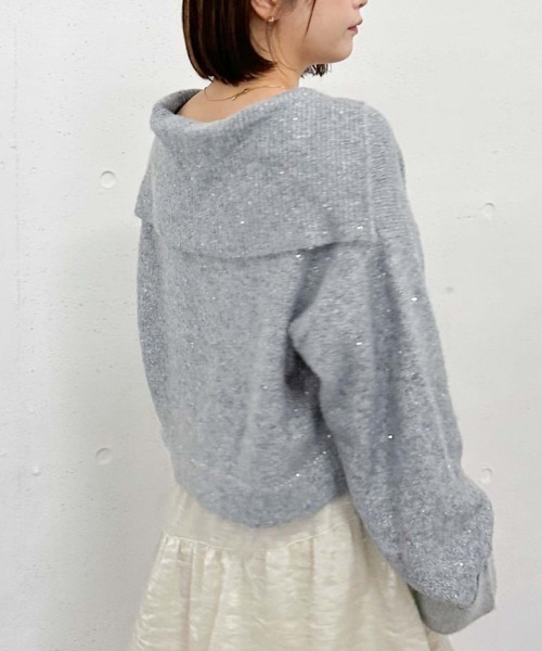 archives（アルシーヴ）の「スパンコールＢＩＧカラーＷｚｉｐニット（ニット/セーター・レディース・モカ/アイボリー/ブルーグレー/ピンクベージュ・MEDIUM）」の7枚目の写真