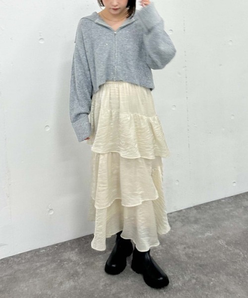 archives（アルシーヴ）の「スパンコールＢＩＧカラーＷｚｉｐニット（ニット/セーター・レディース・モカ/アイボリー/ブルーグレー/ピンクベージュ・MEDIUM）」の9枚目の写真