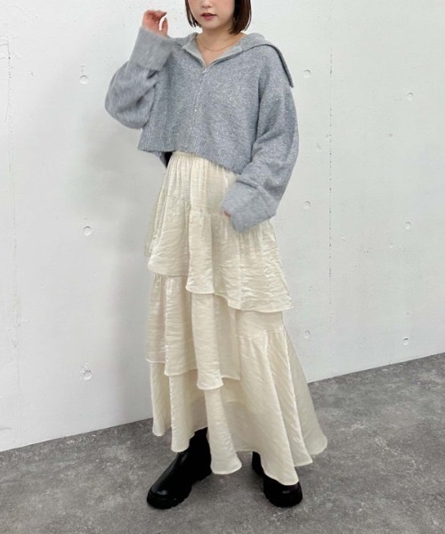 archives（アルシーヴ）の「スパンコールＢＩＧカラーＷｚｉｐニット（ニット/セーター・レディース・モカ/アイボリー/ブルーグレー/ピンクベージュ・MEDIUM）」の10枚目の写真