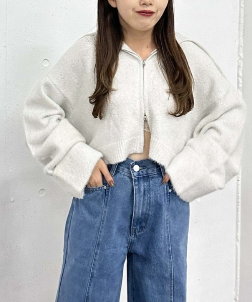 archives（アルシーヴ）の「スパンコールＢＩＧカラーＷｚｉｐニット（ニット/セーター・レディース・モカ/アイボリー/ブルーグレー/ピンクベージュ・MEDIUM）」の12枚目の写真