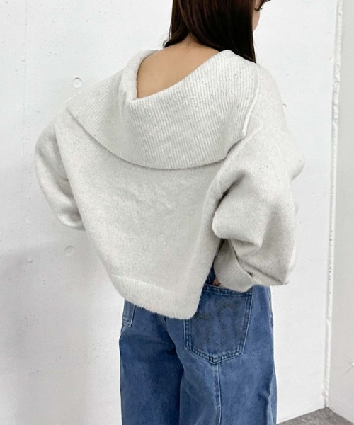 archives（アルシーヴ）の「スパンコールＢＩＧカラーＷｚｉｐニット（ニット/セーター・レディース・モカ/アイボリー/ブルーグレー/ピンクベージュ・MEDIUM）」の13枚目の写真