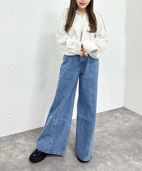 archives（アルシーヴ）の「スパンコールＢＩＧカラーＷｚｉｐニット（ニット/セーター・レディース・モカ/アイボリー/ブルーグレー/ピンクベージュ・MEDIUM）」の15枚目の写真