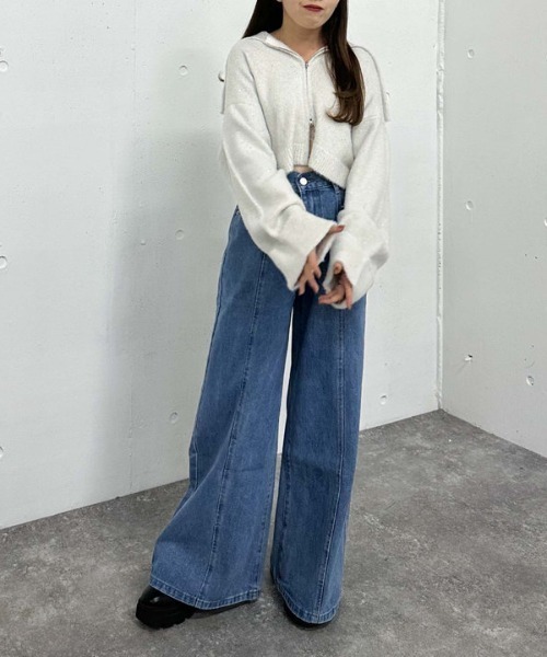 archives（アルシーヴ）の「スパンコールＢＩＧカラーＷｚｉｐニット（ニット/セーター・レディース・モカ/アイボリー/ブルーグレー/ピンクベージュ・MEDIUM）」の16枚目の写真