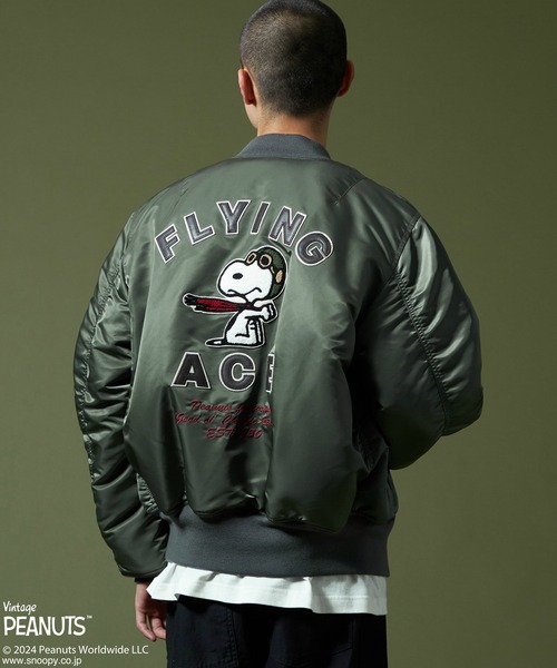 新品△アルファ スヌーピー MA-1 ALPHA PEANUTS 黒 完売品 ジャケット
