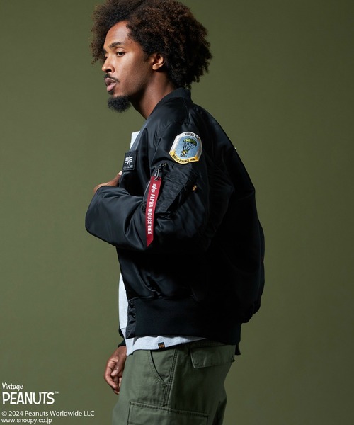 ALPHA INDUSTRIES MA-1 US70s80s サンフェード 短丈 Alpha Industries（アルファインダストリーズ）の「【PEANUTS x ALPHA