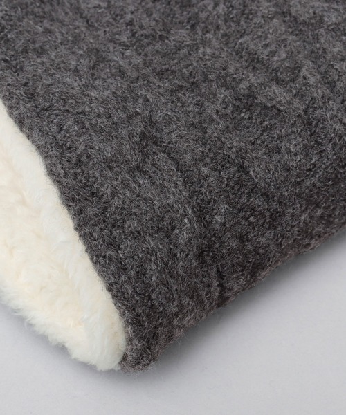 ケーブル編み 裏ボア コンパクト ネックウォーマー マグネット式