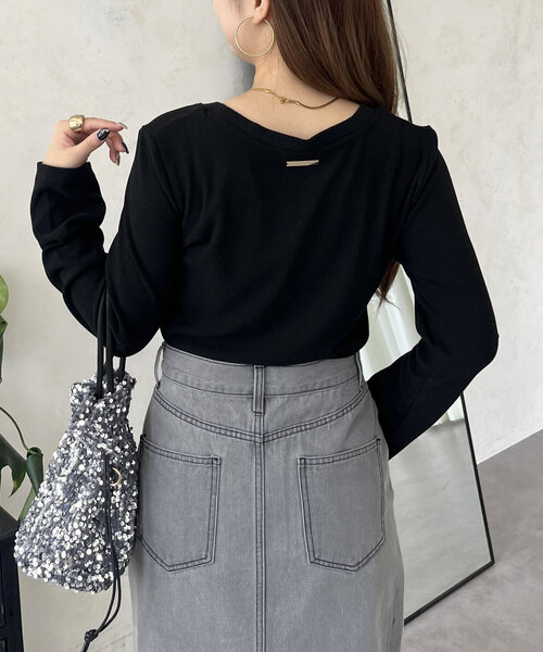 prose verse（プロズヴェール）の「メタルプレート起毛リブロンT（Tシャツ/カットソー・レディース・ピンク/オフホワイト/チャコールグレー/ブラック・LARGE/MEDIUM）」の3枚目の写真