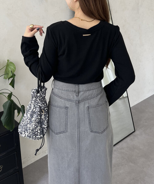 prose verse（プロズヴェール）の「メタルプレート起毛リブロンT（Tシャツ/カットソー・レディース・ピンク/オフホワイト/チャコールグレー/ブラック・LARGE/MEDIUM）」の9枚目の写真