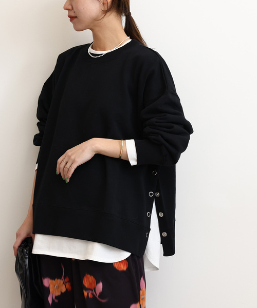 JOURNAL STANDARD relume(ジャーナルスタンダード レリューム)の「《WEB限定追加3》コットンリングドットスウェット(スウェット・レディース・チャコールグレー/ブラック・FREE)」の2枚目の写真