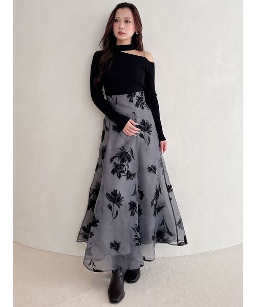 MERCURYDUO（マーキュリーデュオ）の「ショルダーパールチェーンロングスリーブニット（ニット/セーター・レディース・アイボリー/ブラック/チャコールグレー・FREE）」の14枚目の写真