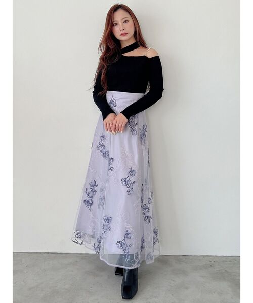 MERCURYDUO（マーキュリーデュオ）の「ショルダーパールチェーンロングスリーブニット（ニット/セーター・レディース・アイボリー/ブラック/チャコールグレー・FREE）」の16枚目の写真