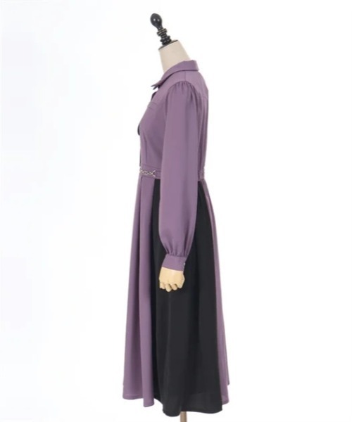 axes femme POETIQUE（アクシーズファムポエティック）の「チェーン付バイカラーワンピース（ワンピース・レディース・ブルーグリーン/ブラック/パープル・MEDIUM）」の11枚目の写真