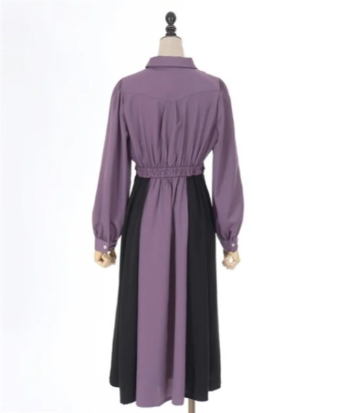 axes femme POETIQUE（アクシーズファムポエティック）の「チェーン付バイカラーワンピース（ワンピース・レディース・ブルーグリーン/ブラック/パープル・MEDIUM）」の12枚目の写真