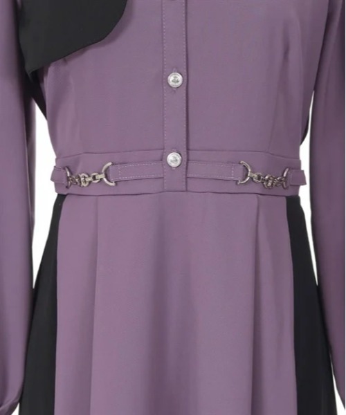 axes femme POETIQUE（アクシーズファムポエティック）の「チェーン付バイカラーワンピース（ワンピース・レディース・ブルーグリーン/ブラック/パープル・MEDIUM）」の14枚目の写真