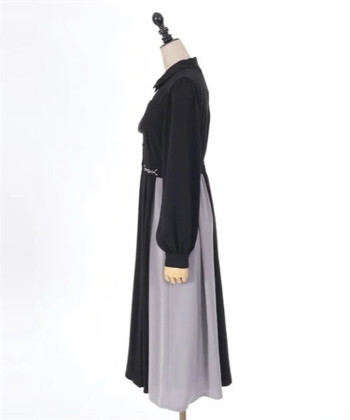 axes femme POETIQUE（アクシーズファムポエティック）の「チェーン付バイカラーワンピース（ワンピース・レディース・ブルーグリーン/ブラック/パープル・MEDIUM）」の19枚目の写真