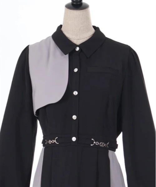 axes femme POETIQUE（アクシーズファムポエティック）の「チェーン付バイカラーワンピース（ワンピース・レディース・ブルーグリーン/ブラック/パープル・MEDIUM）」の21枚目の写真