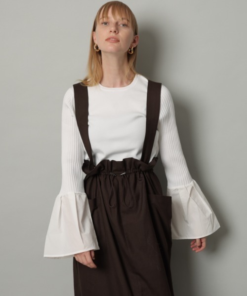 新品CADUNE 袖タフタニット白 CADUNE（カデュネ）の「袖タフタニット（ニット/セーター）」 - WEAR